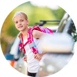 girl wearing backpack