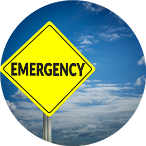 sign reads emergency